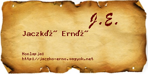 Jaczkó Ernő névjegykártya